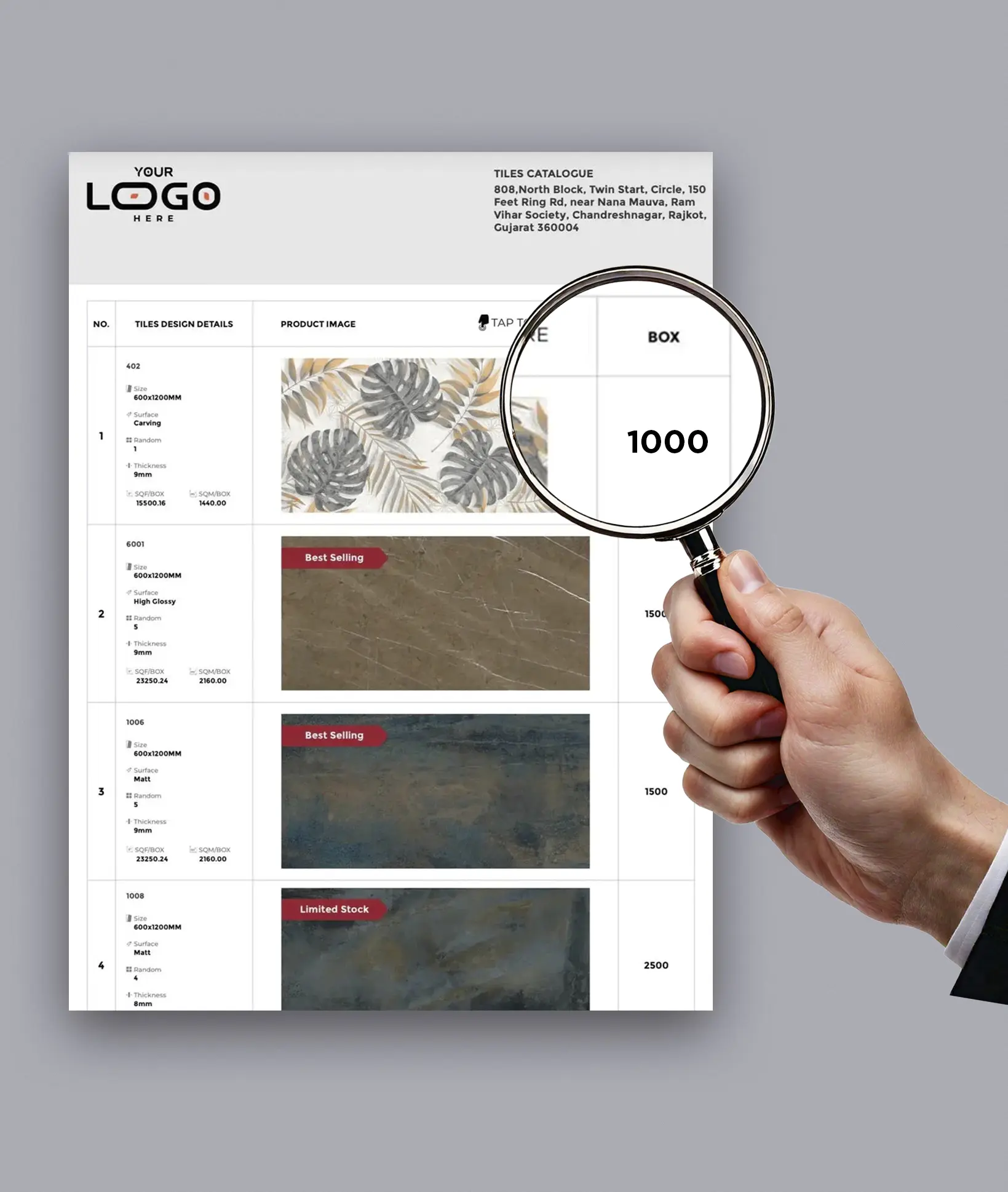 Stock based tile catalogue layout based on inventory availability